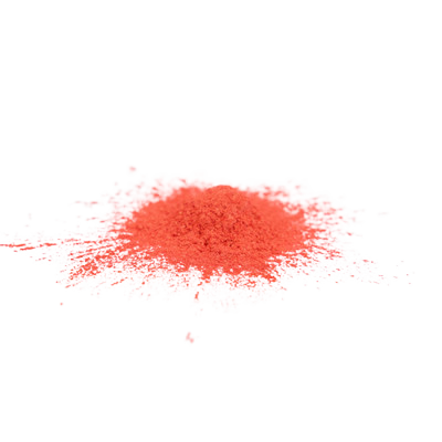 Red powder on a white background