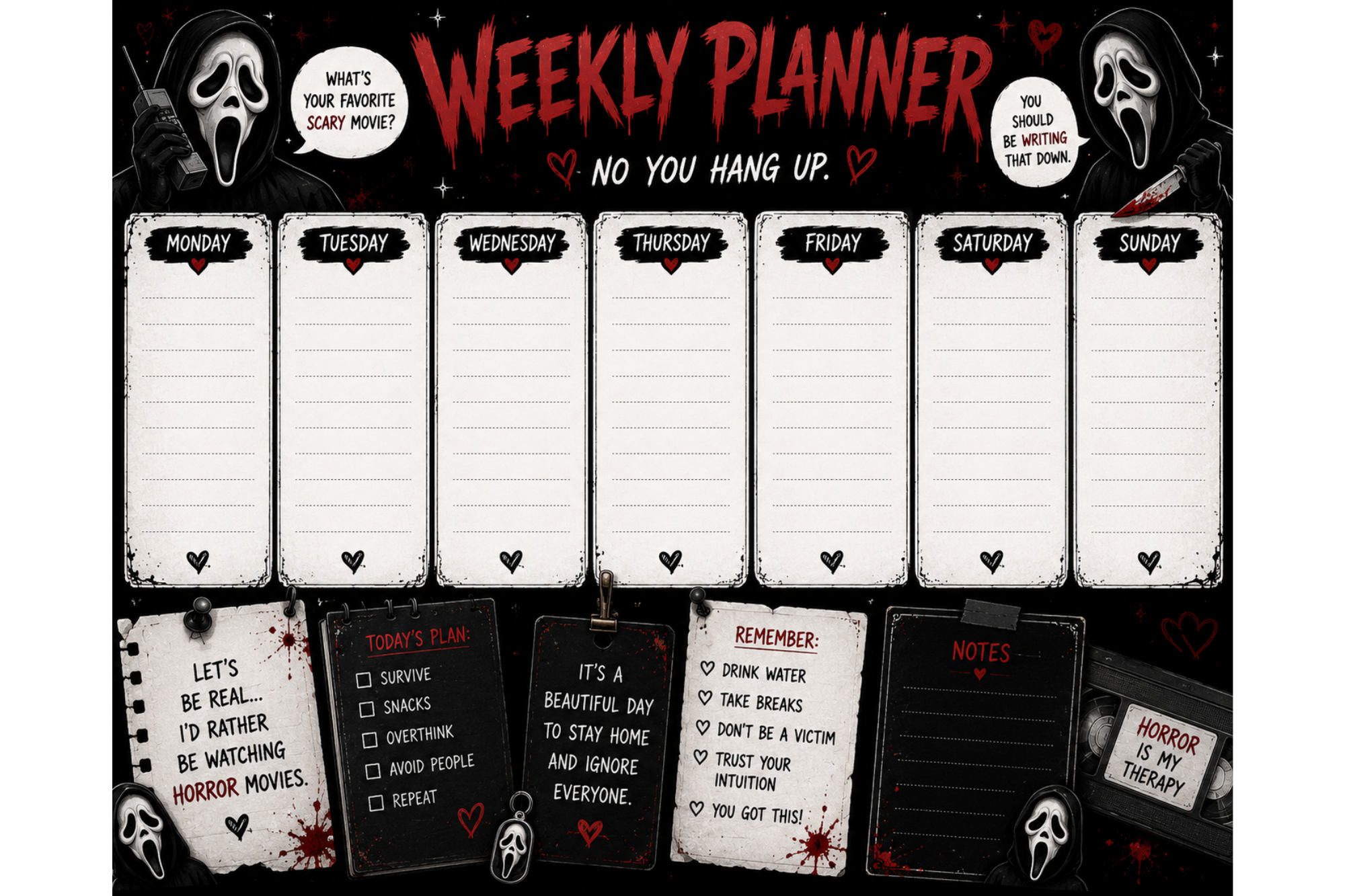 Ghostface weekly planner