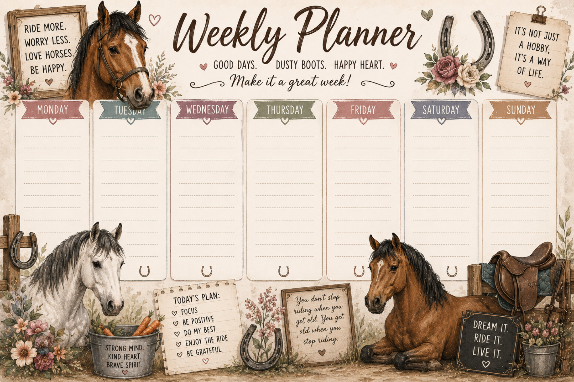 horse weekly planner