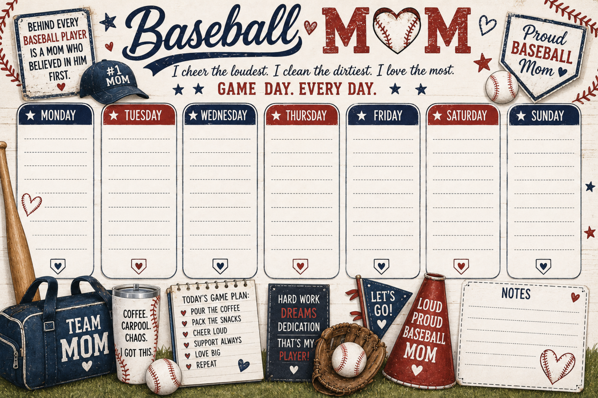 baseball mom weekly planner
