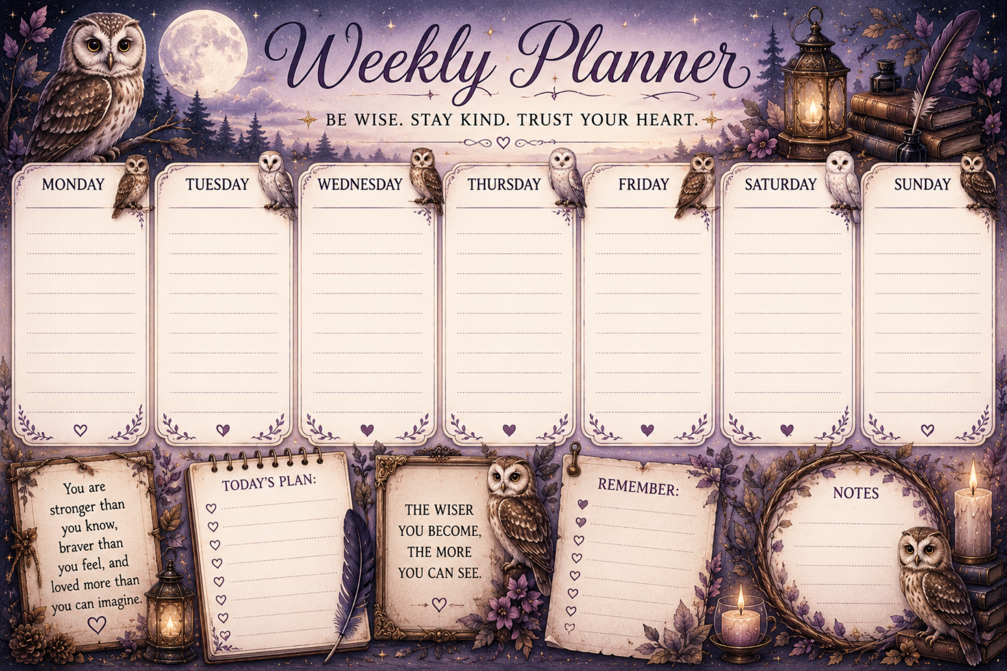 owls weekly planner