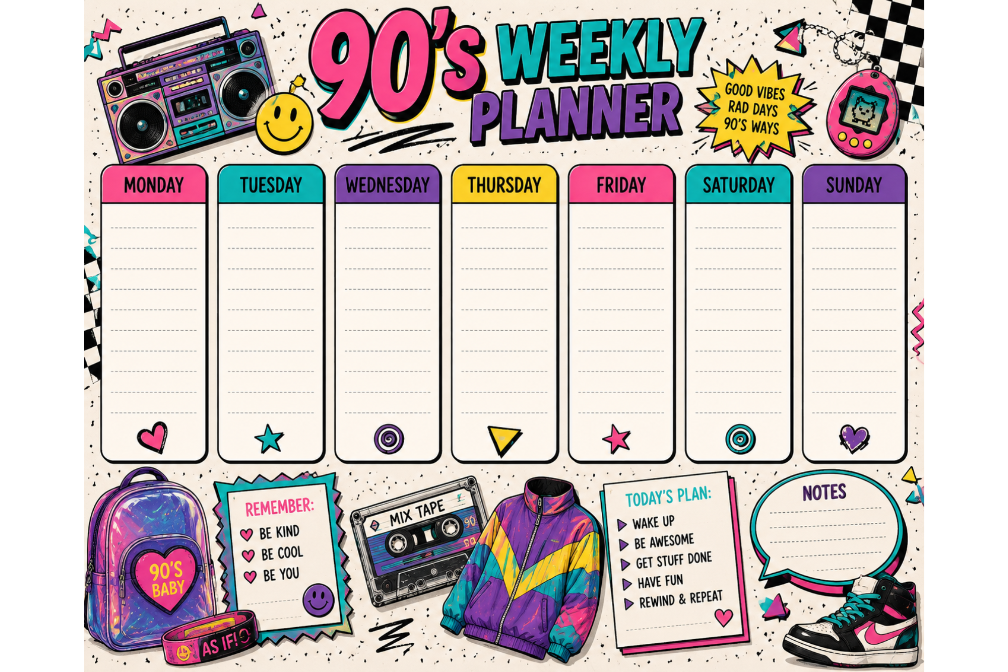 90's weekly planners