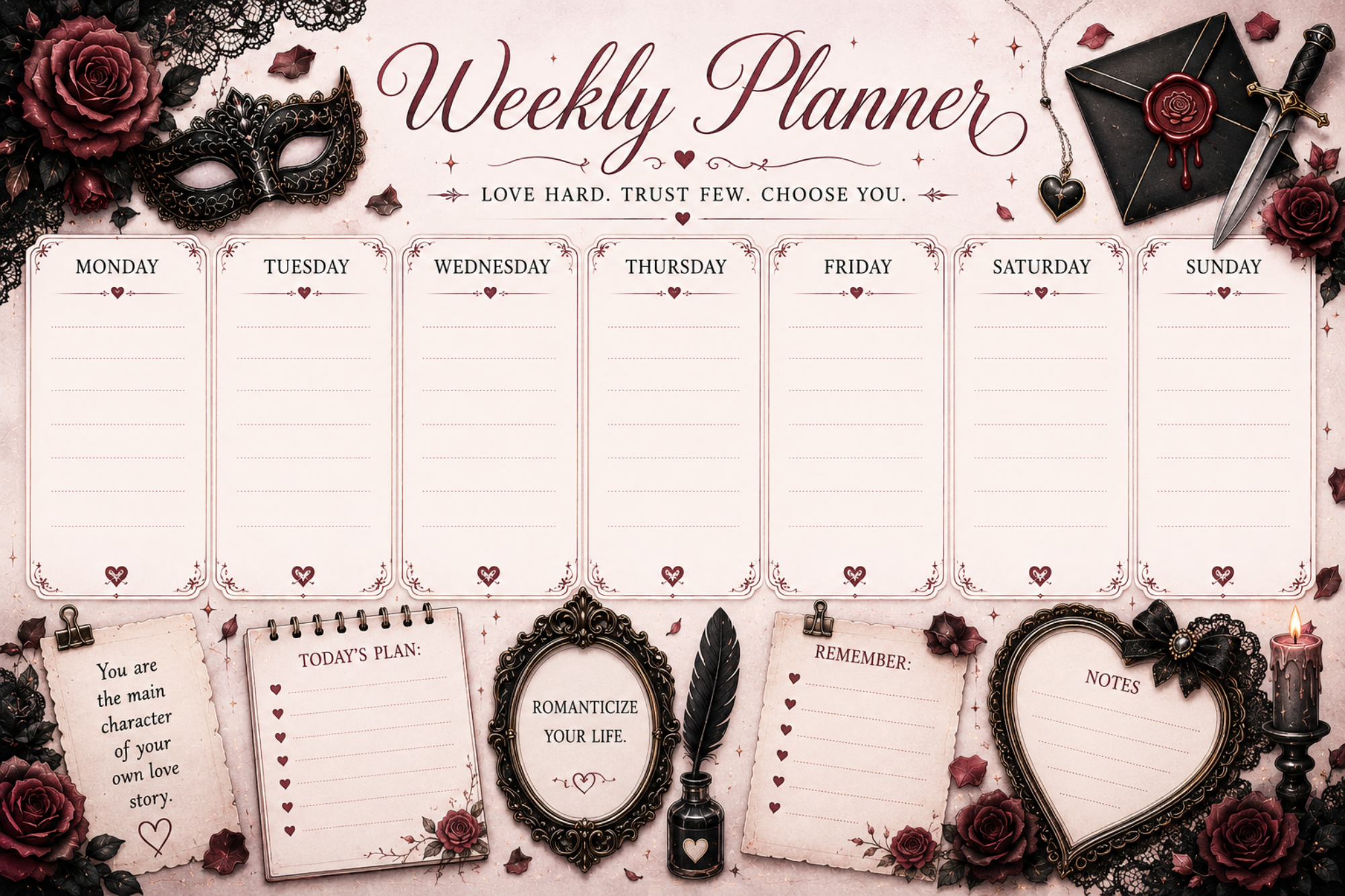 Romance weekly planner