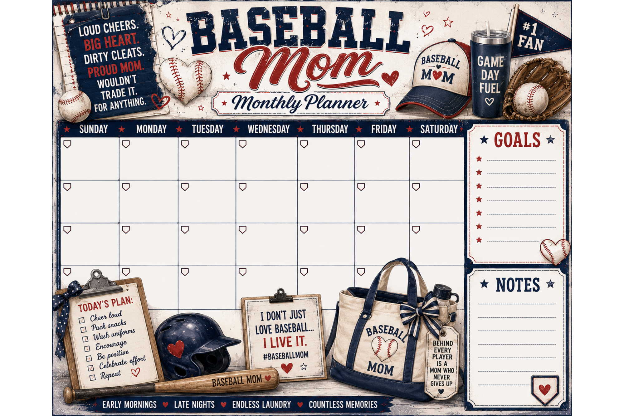 baseball mom monthly planner