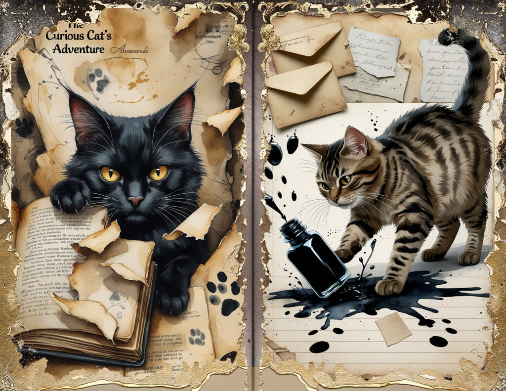 The Mischievous Cat junk journal paper