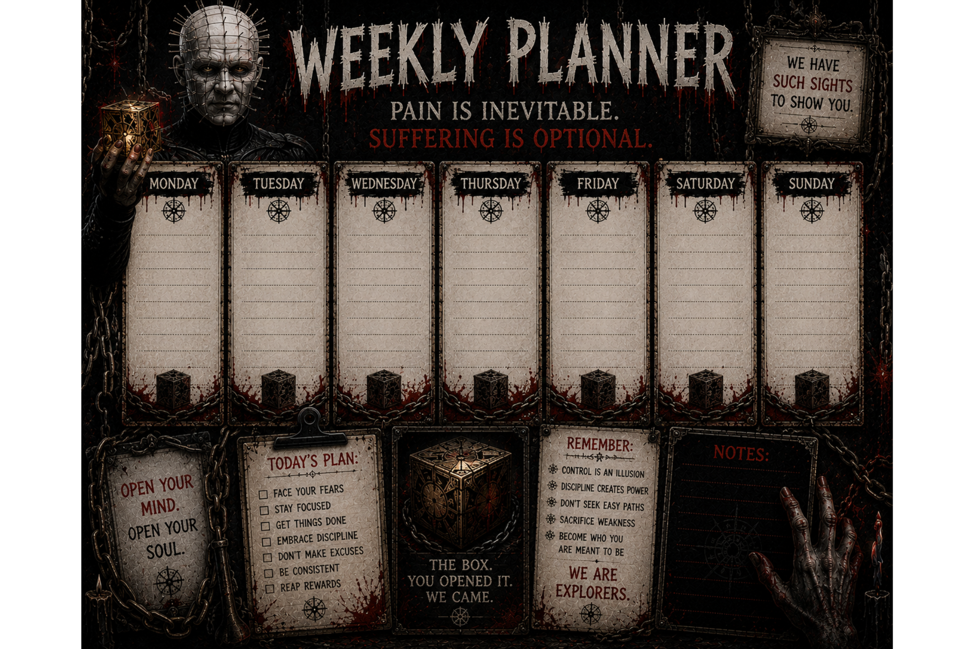Hellraiser weekly planner