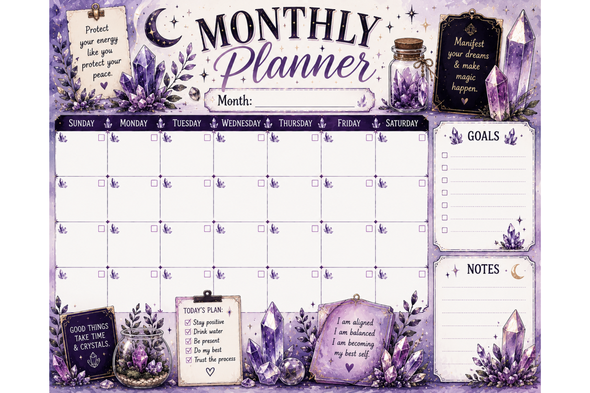 Crystal monthly planner