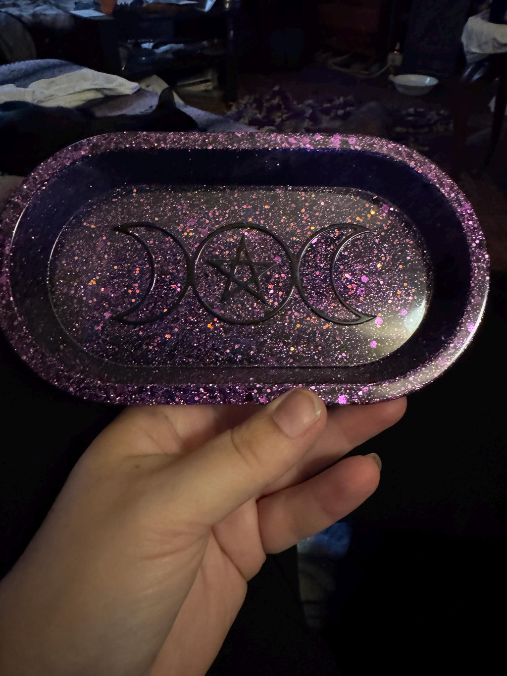Custom resin Triple Moon Oval Tray