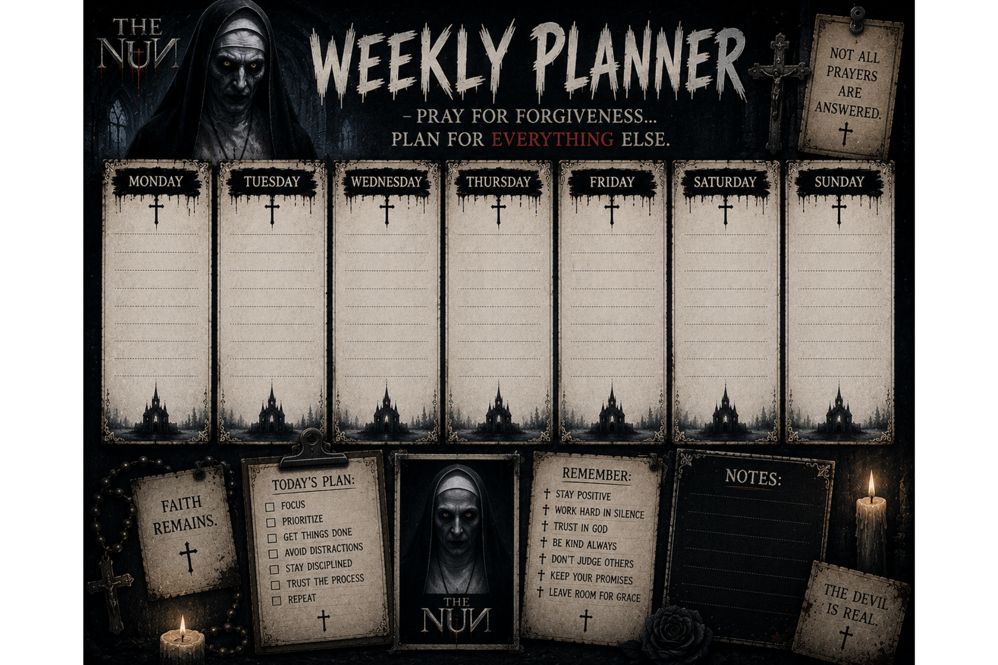 The Nun weekly planner