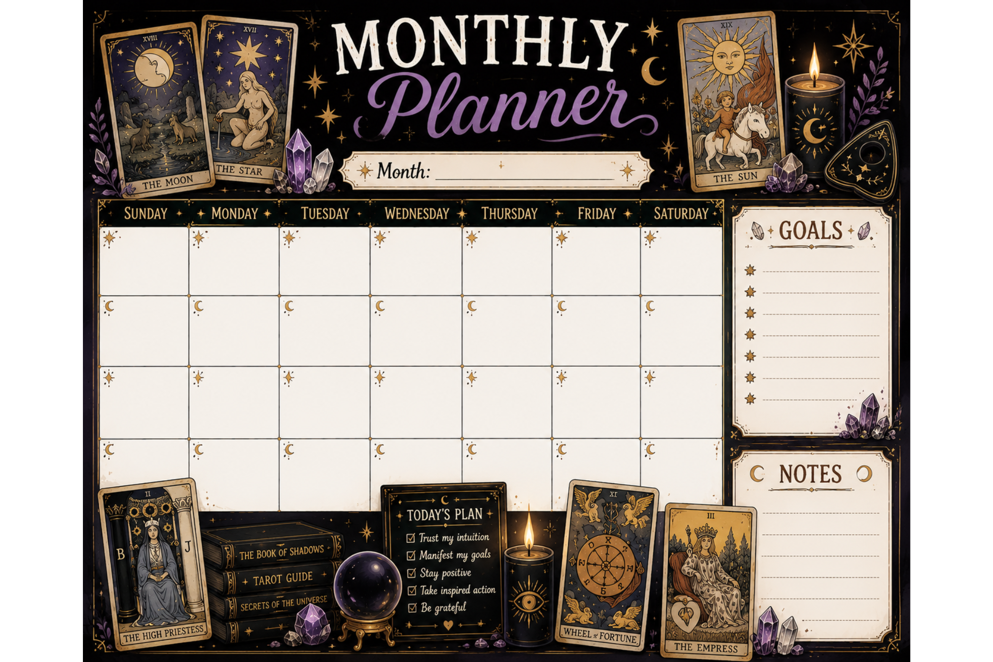 tarot monthly planner