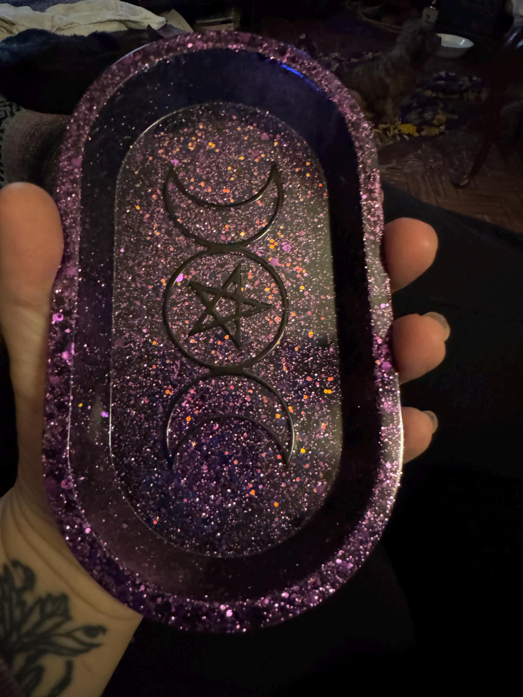 Custom resin Triple Moon Oval Tray