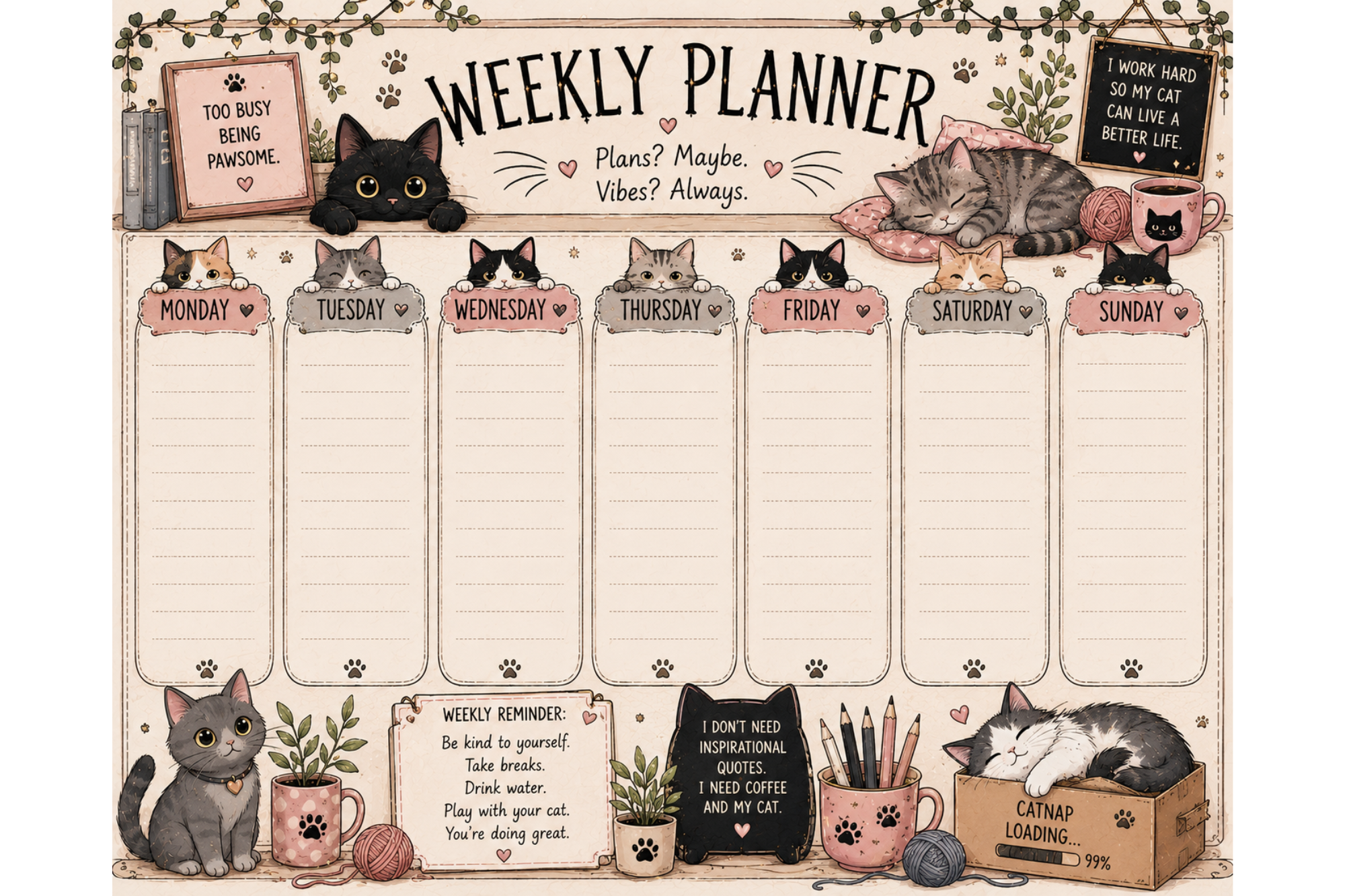 cat 2 weekly planner