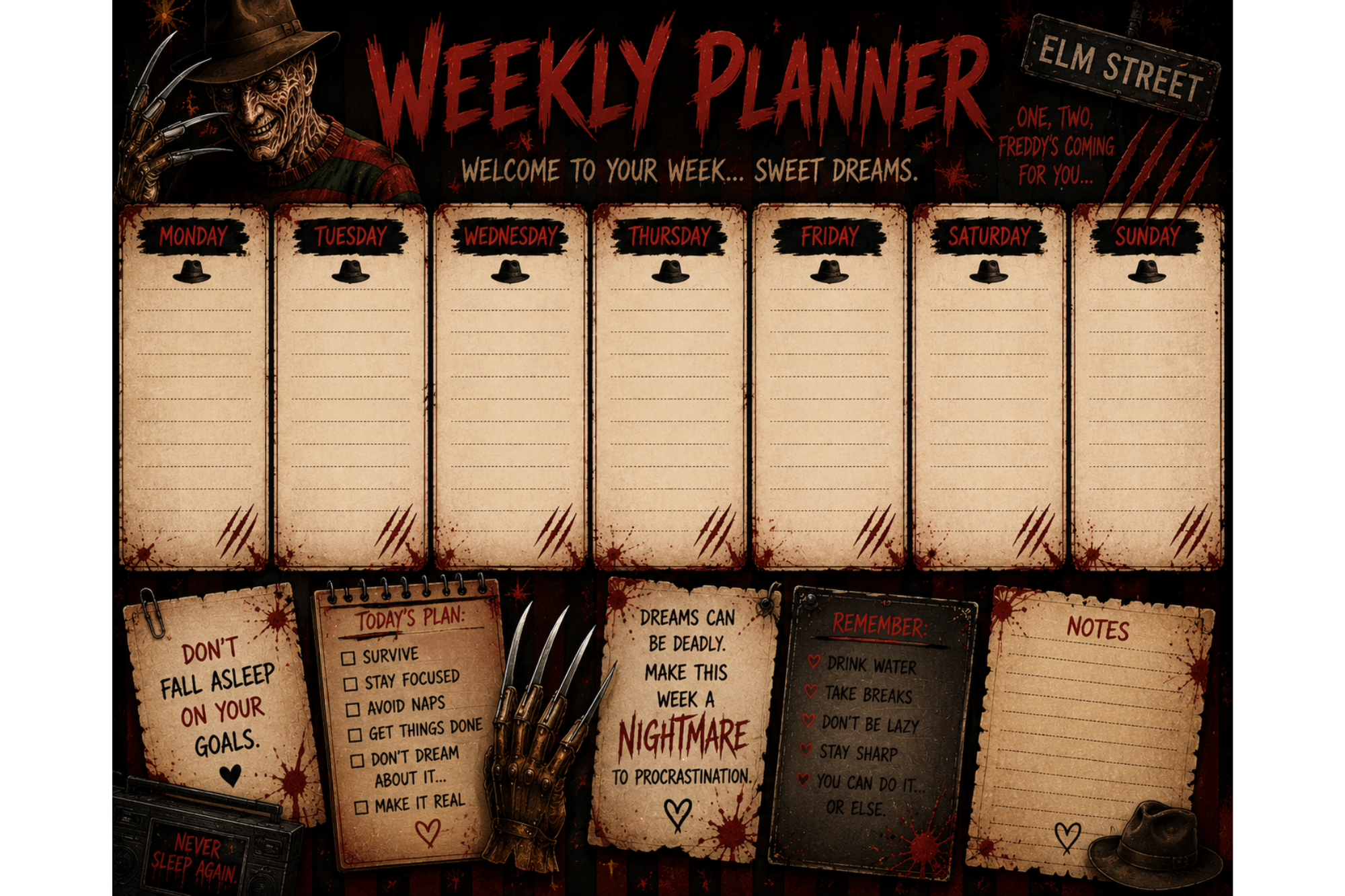 Freddy Weekly planner