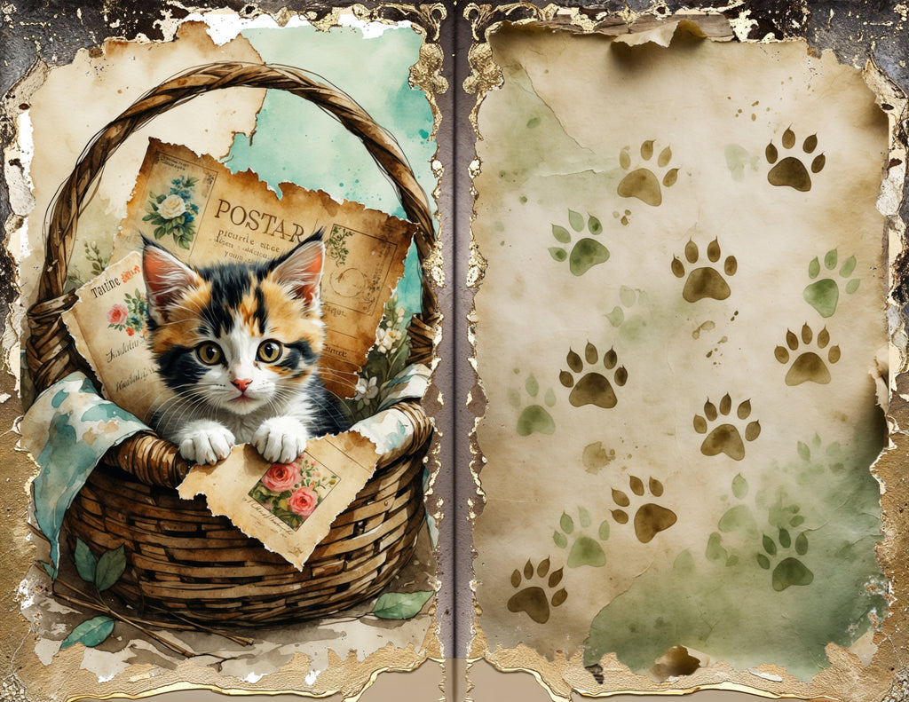 The Mischievous Cat junk journal paper