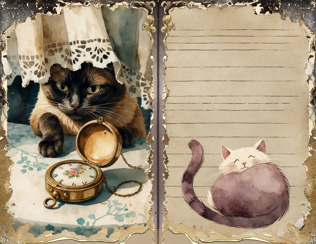 The Mischievous Cat junk journal paper