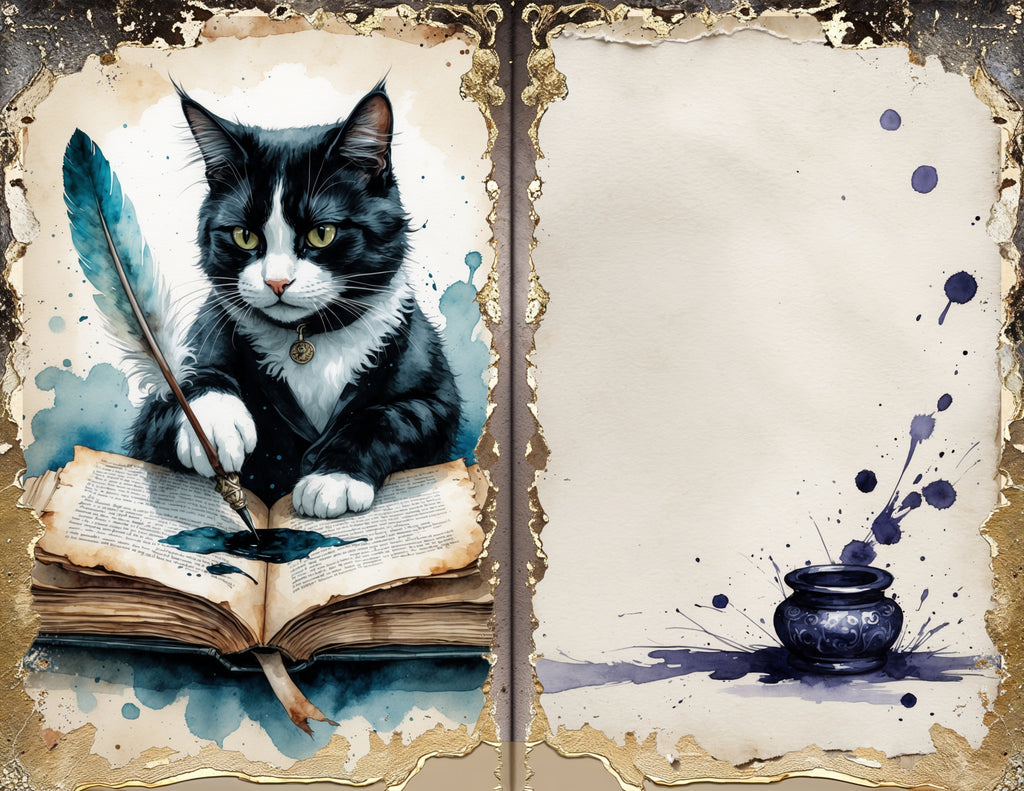 The Mischievous Cat junk journal paper