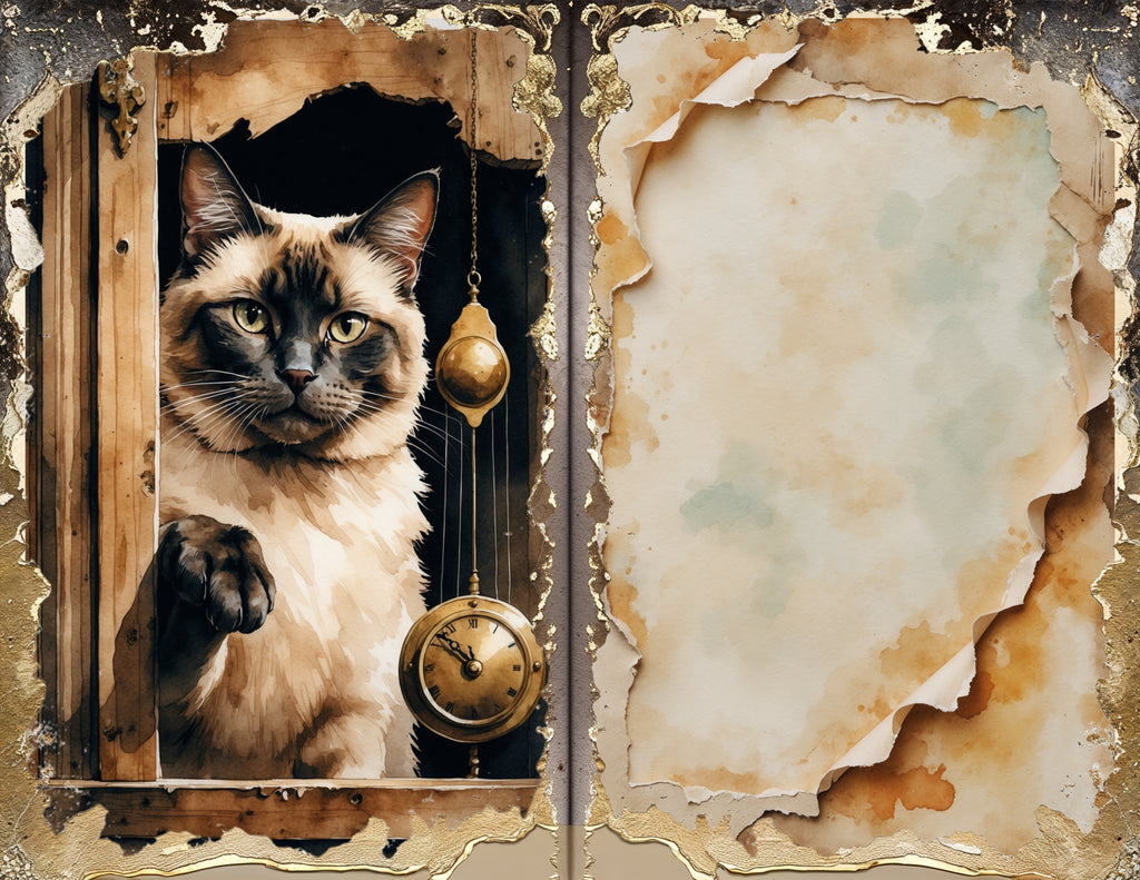The Mischievous Cat junk journal paper