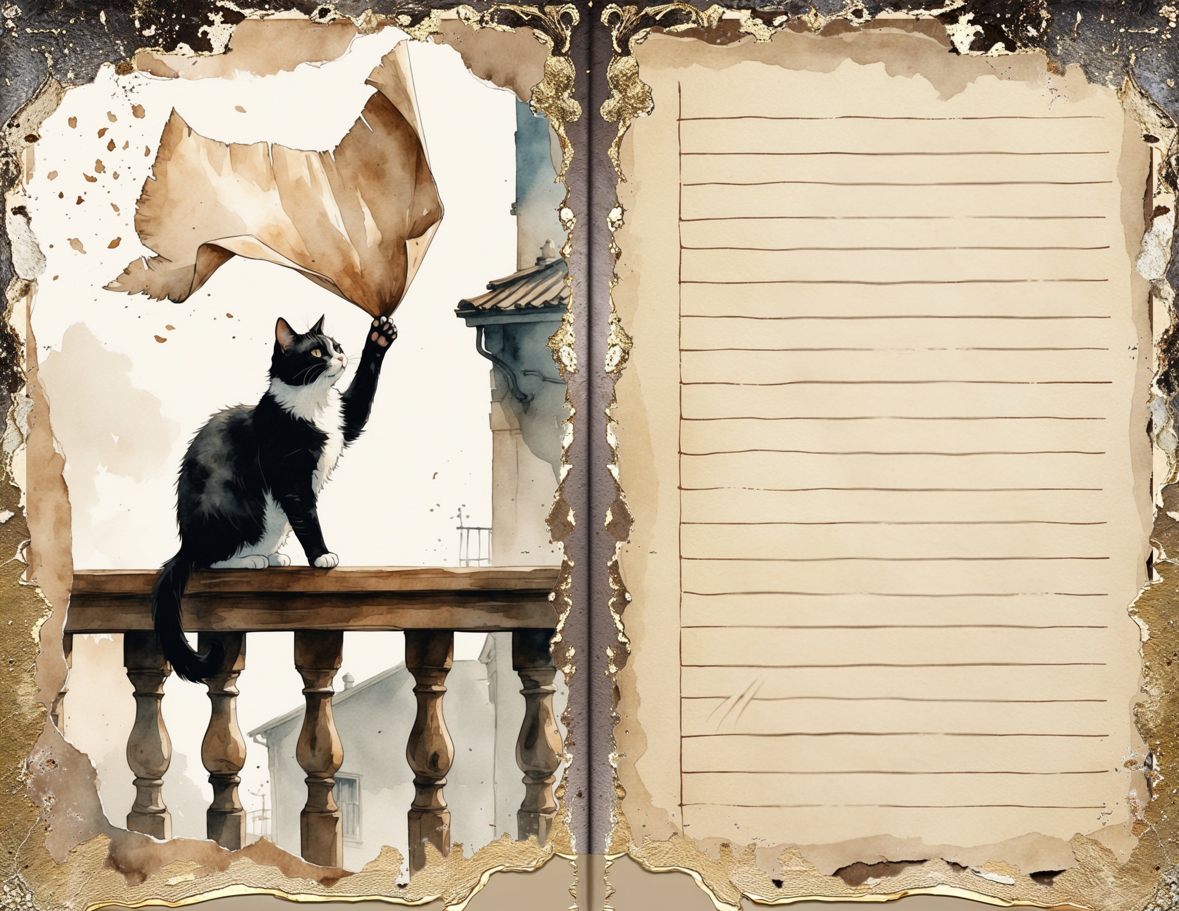 The Mischievous Cat junk journal paper