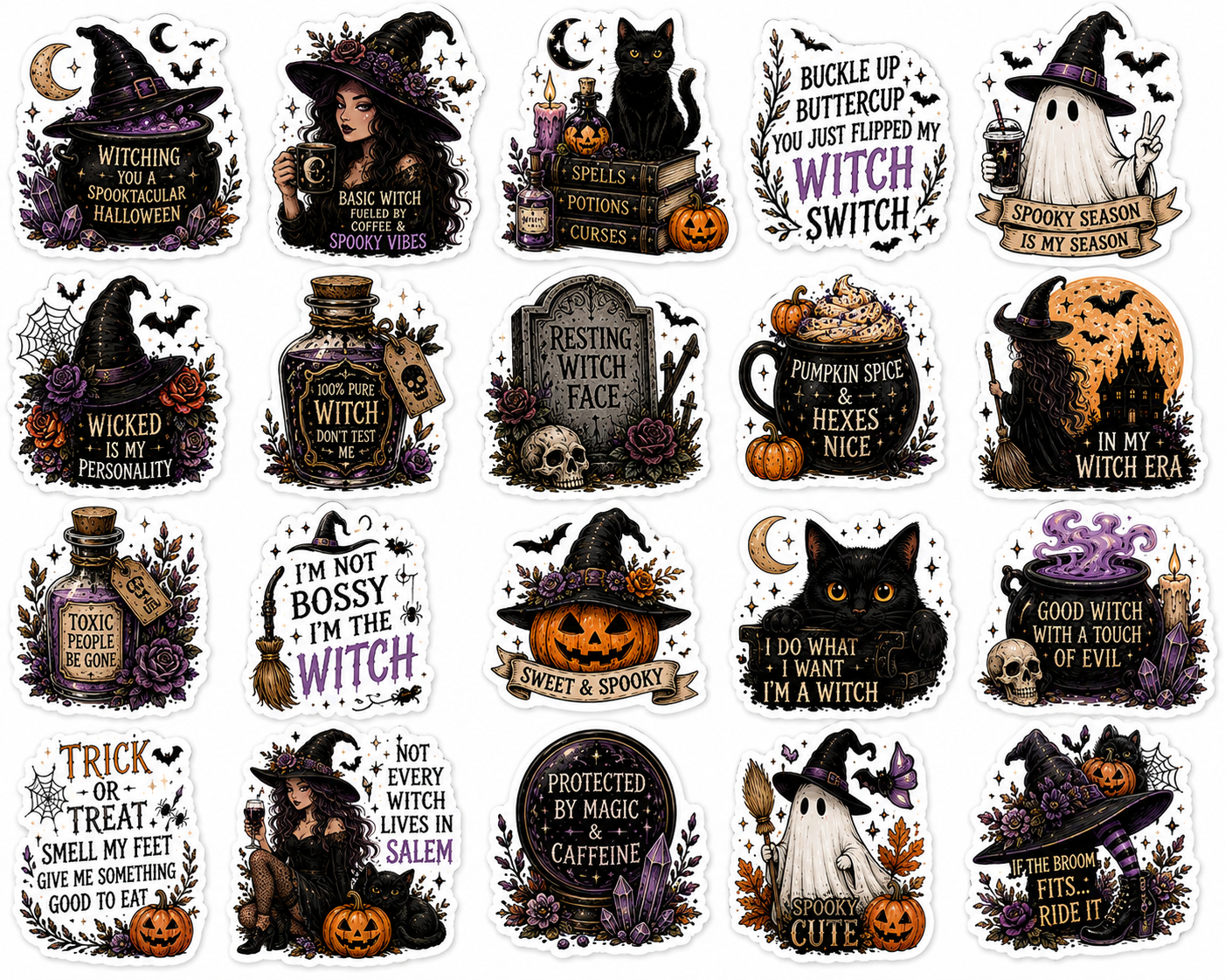 witchy Halloween sticker pack