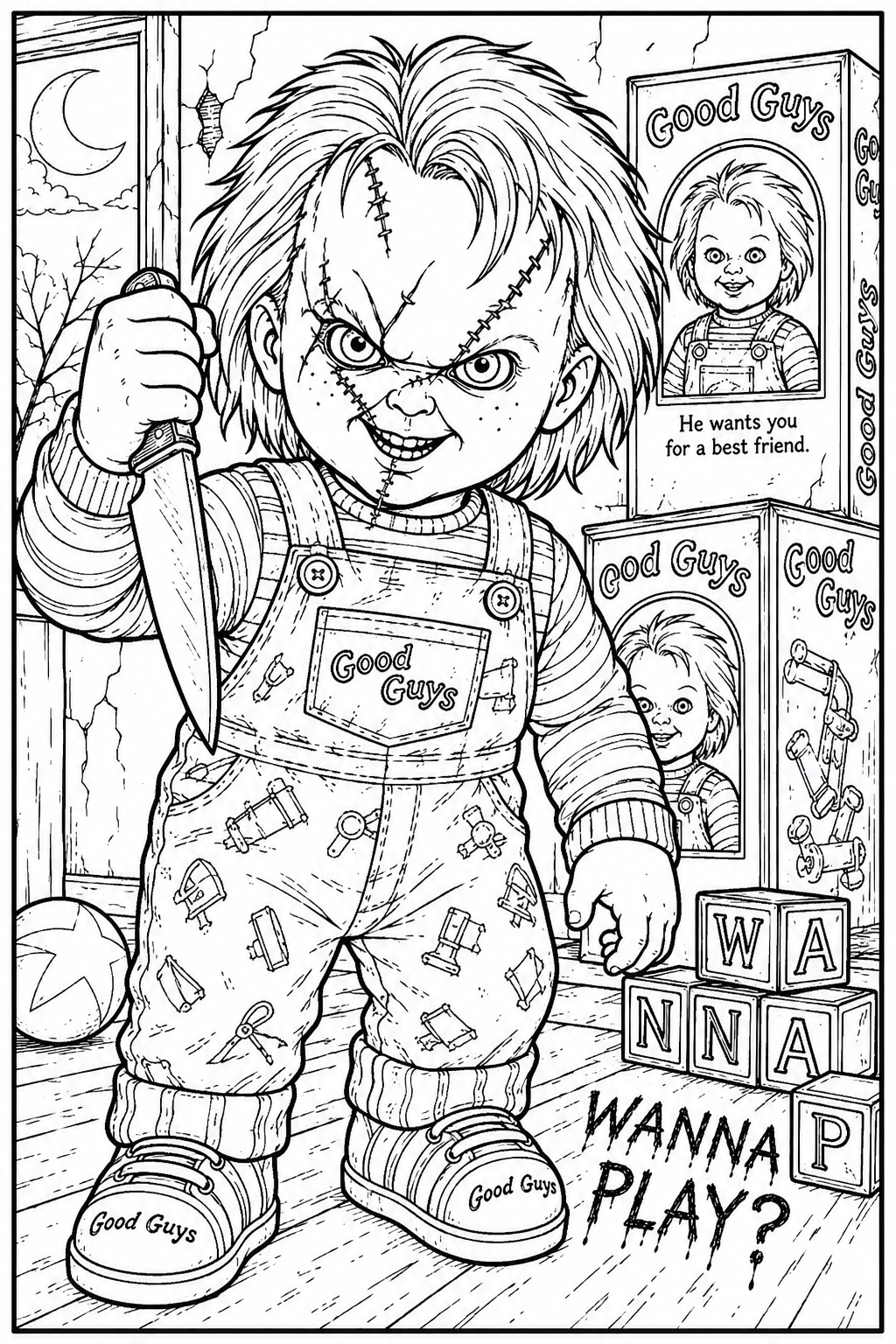 Horror Coloring Cards