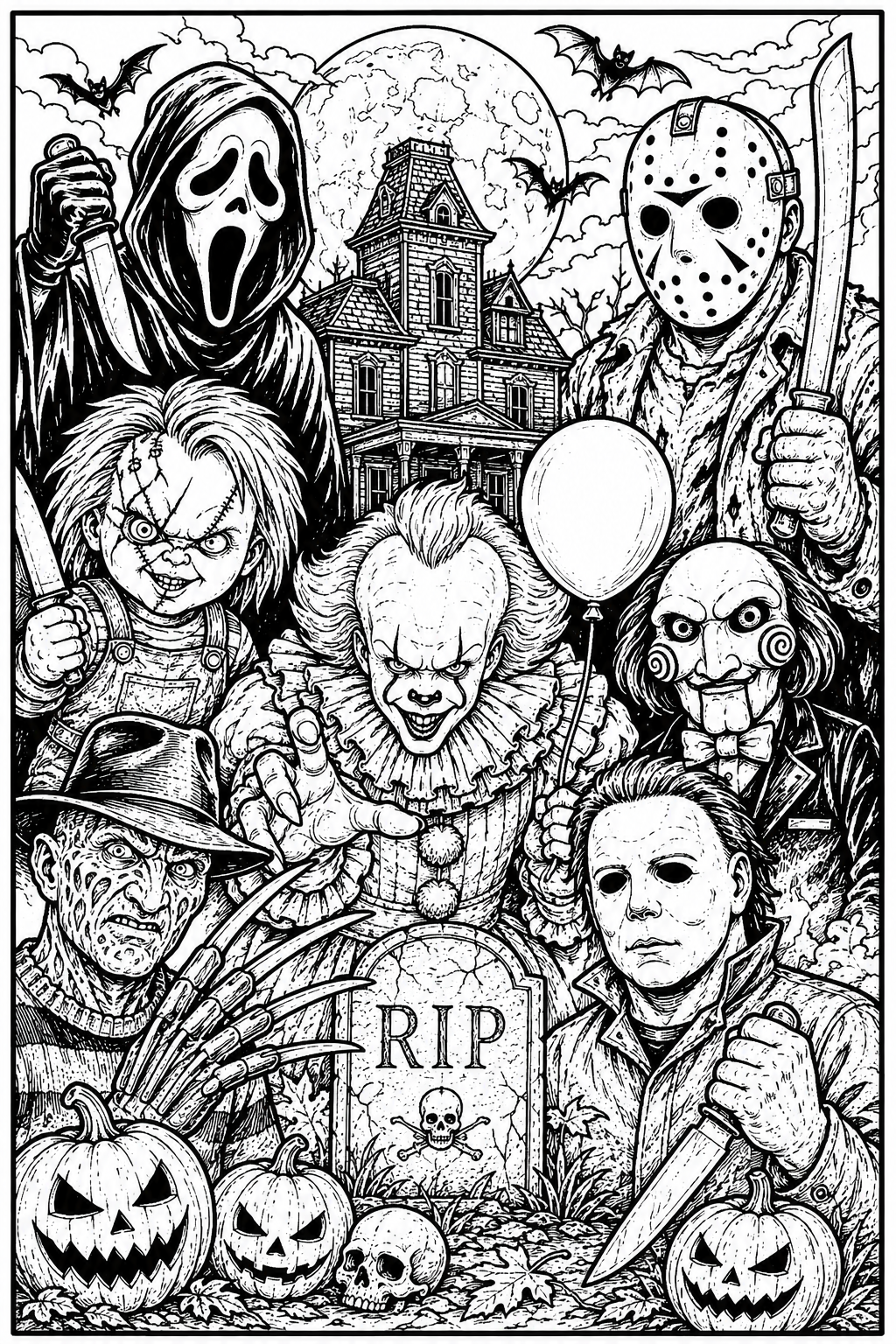 Horror Coloring Cards
