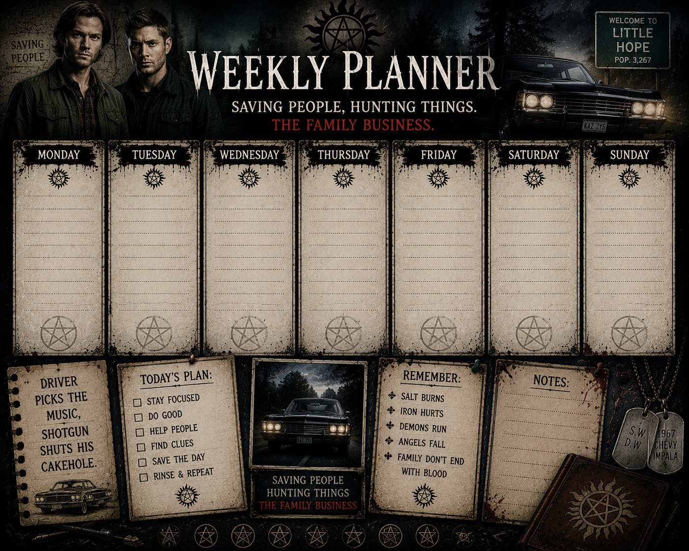 Supernatural weekly planner