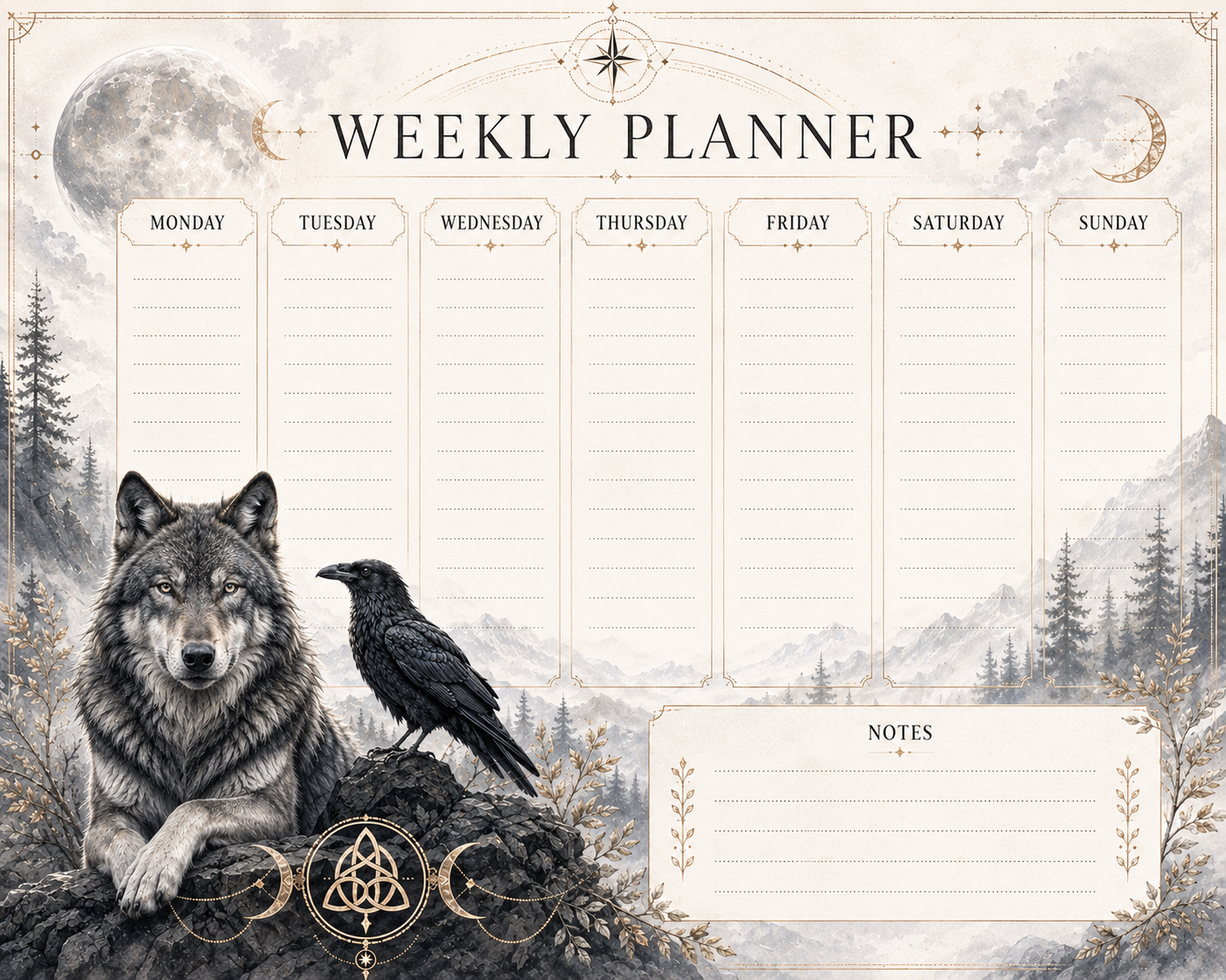 Wolf and Raven Weekly Planner