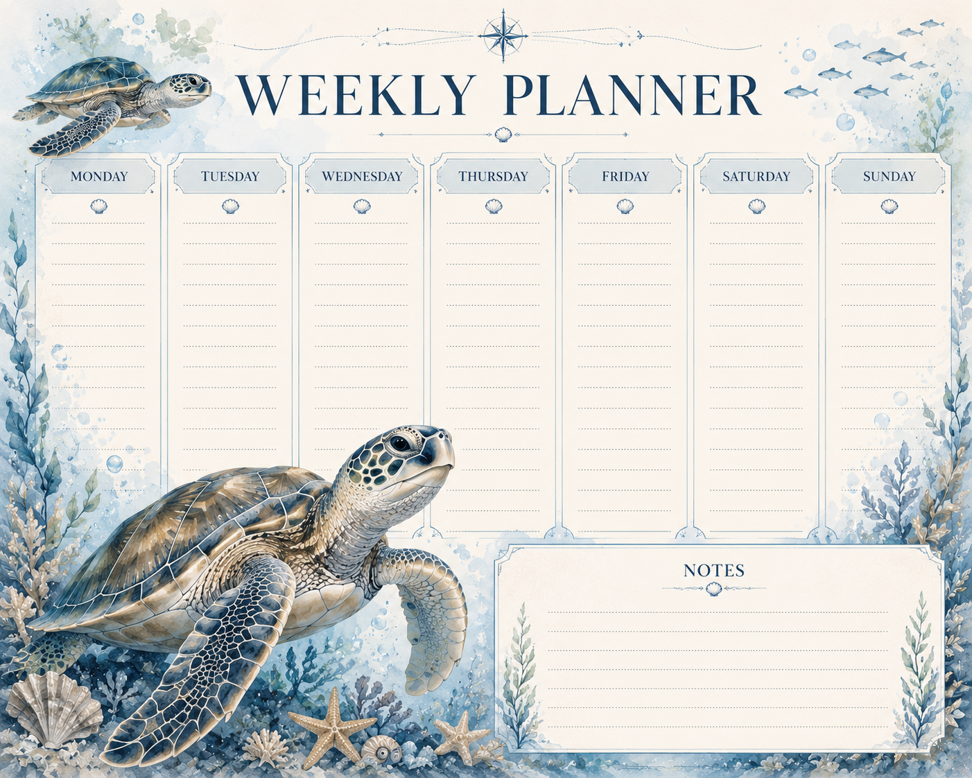 Sea Turtle Weekly Planner
