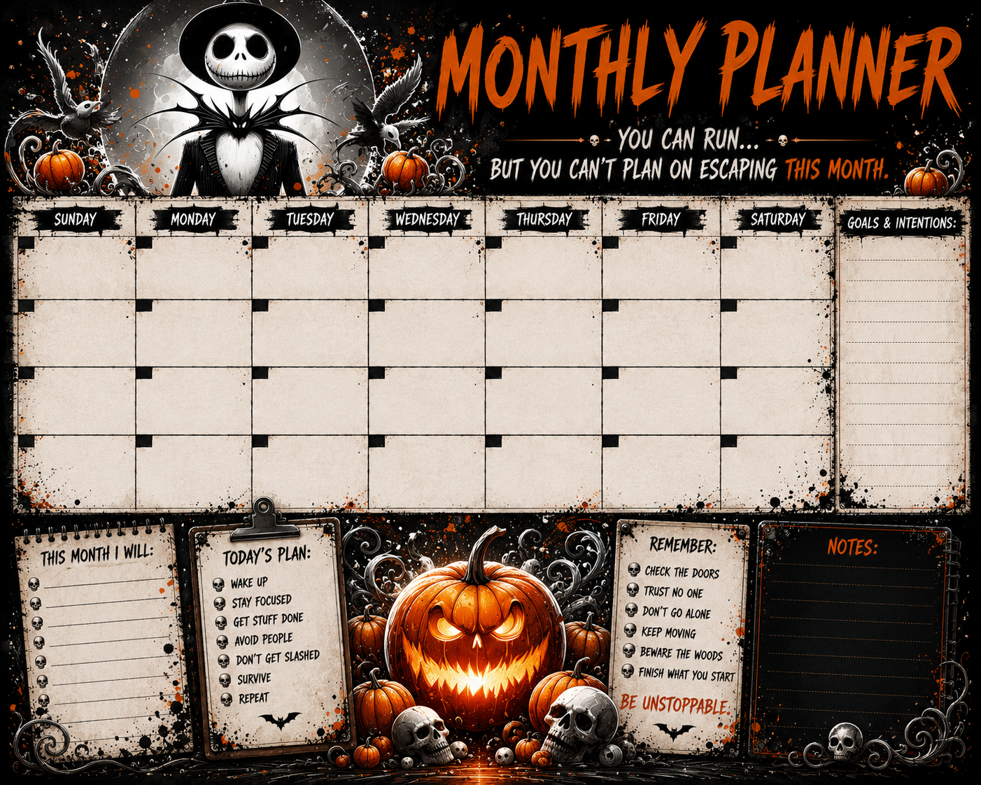Jack king monthly planner