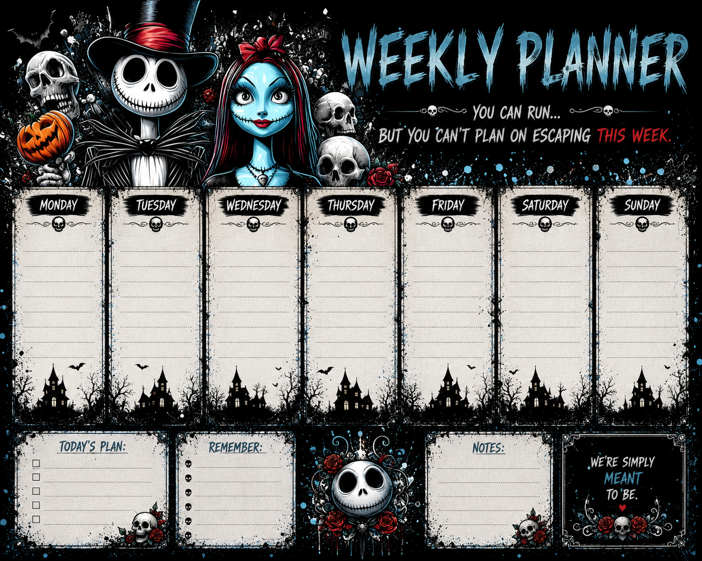 Jack and sally weekly planner