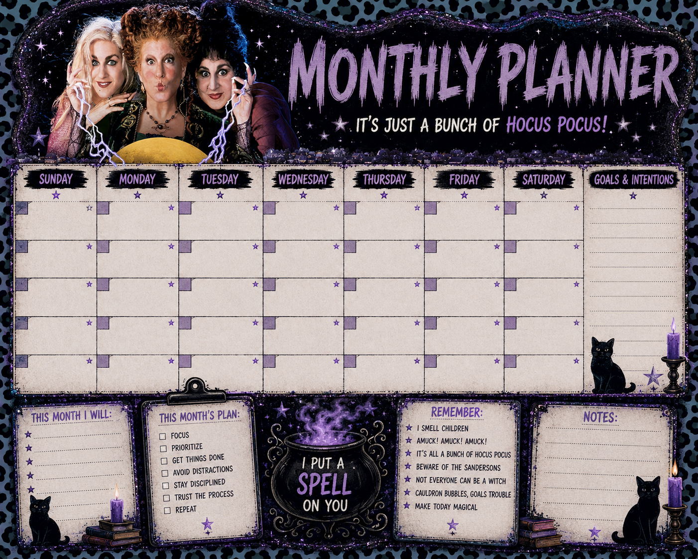 Hocus Pocus monthly planner