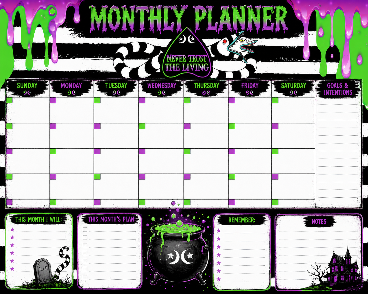 Beetlejuice monthly planner