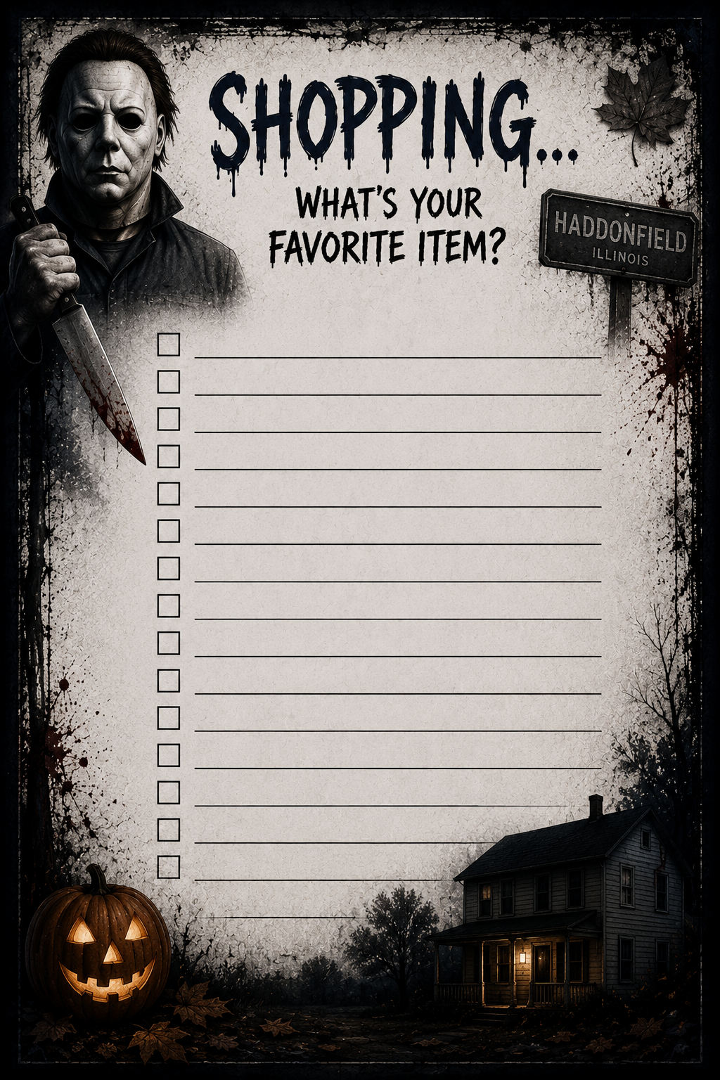 Horror Mike Myers Grocery list