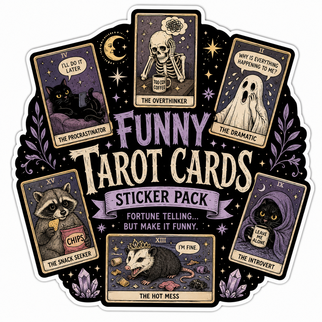 Funny Tarot Card Stickers Pack