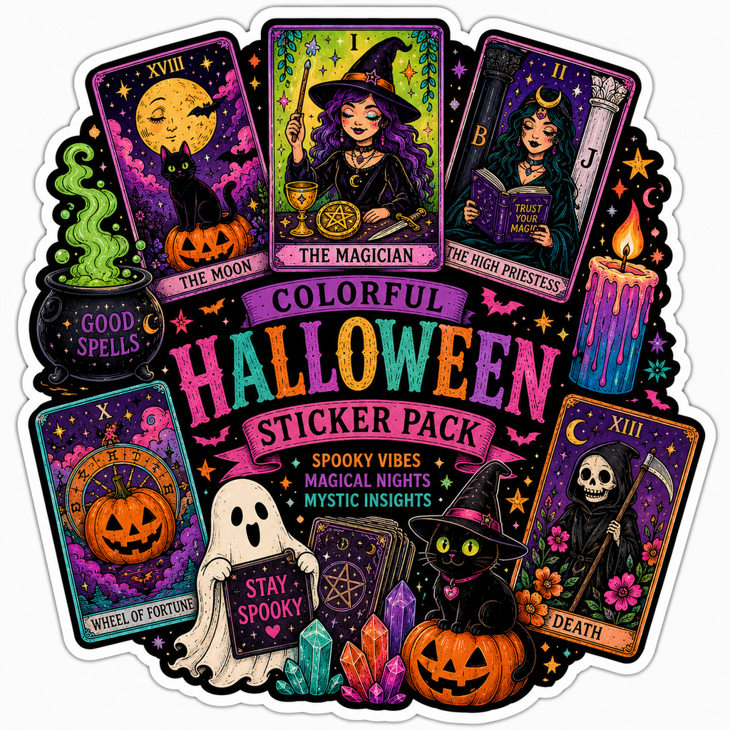 Colorful Halloween Tarot Stickers