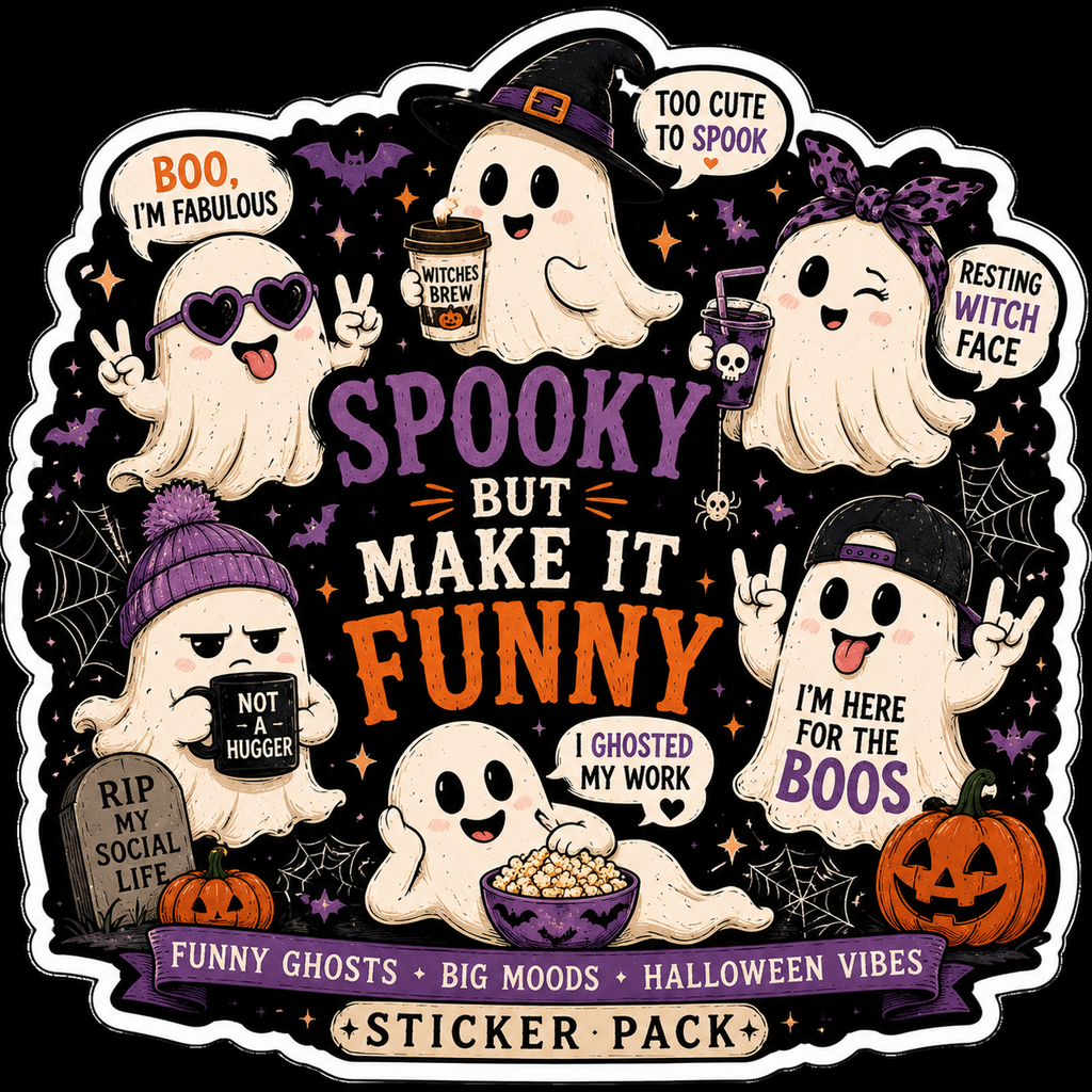 Spooky Funny Ghost sticker pack