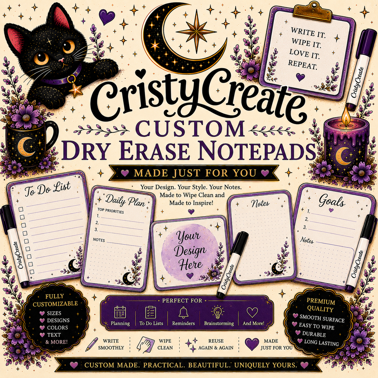 Custom Dry Erase Reusable Notepads
