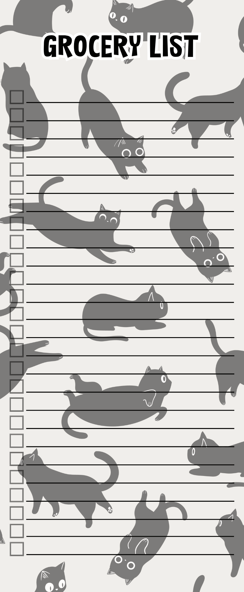 Funny black cats grocery list