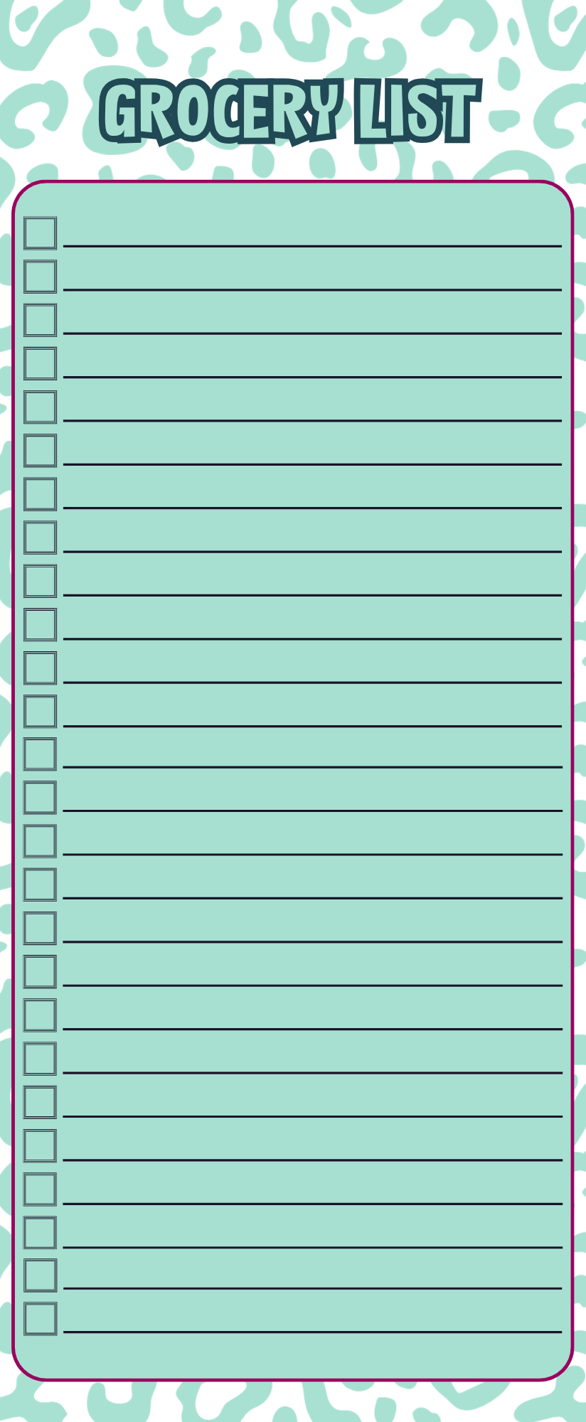 Blue print grocery list
