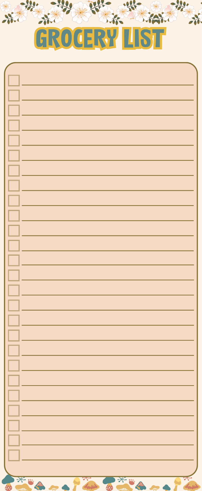 Fun grocery list