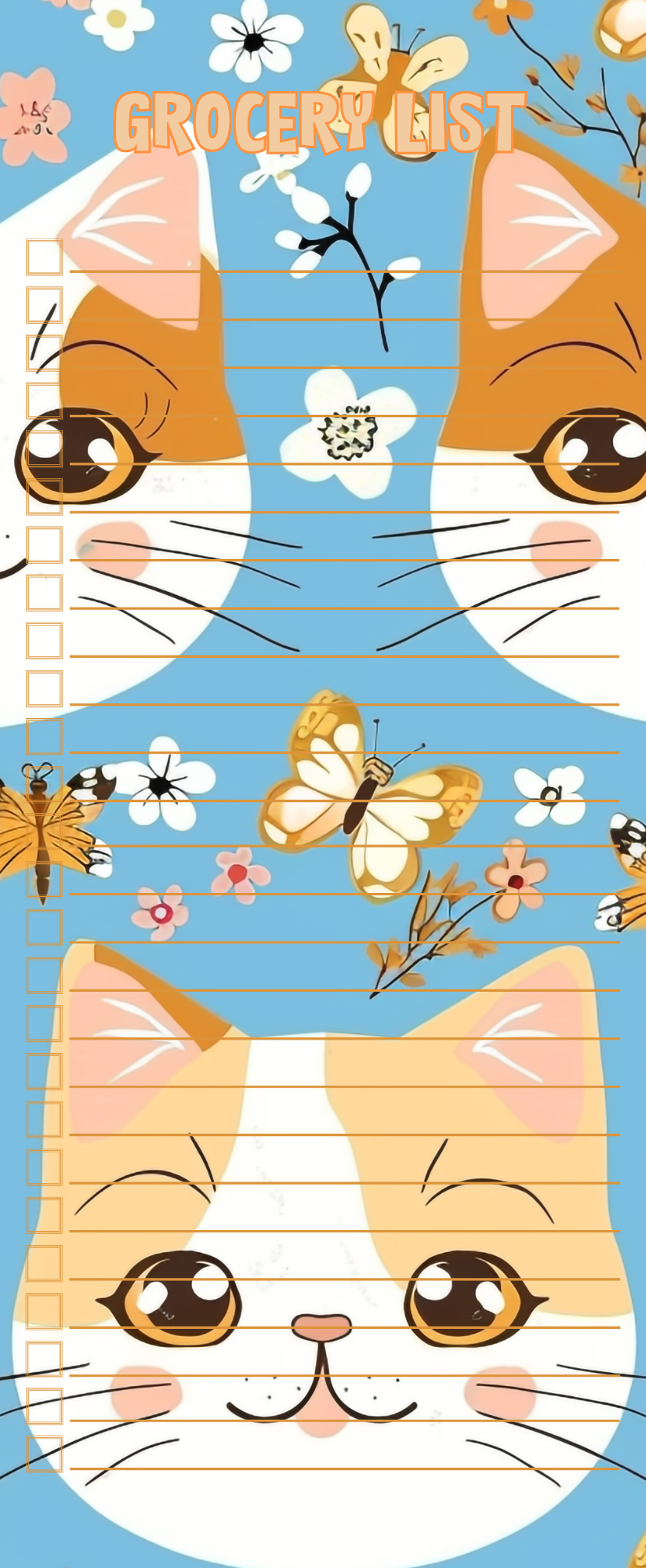 Orange kitty grocery list