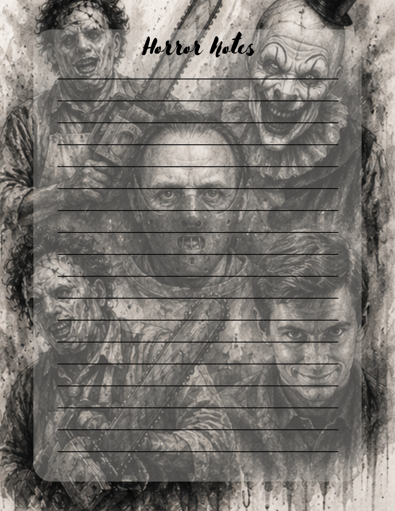 Art, leatherface, hannibal notepad