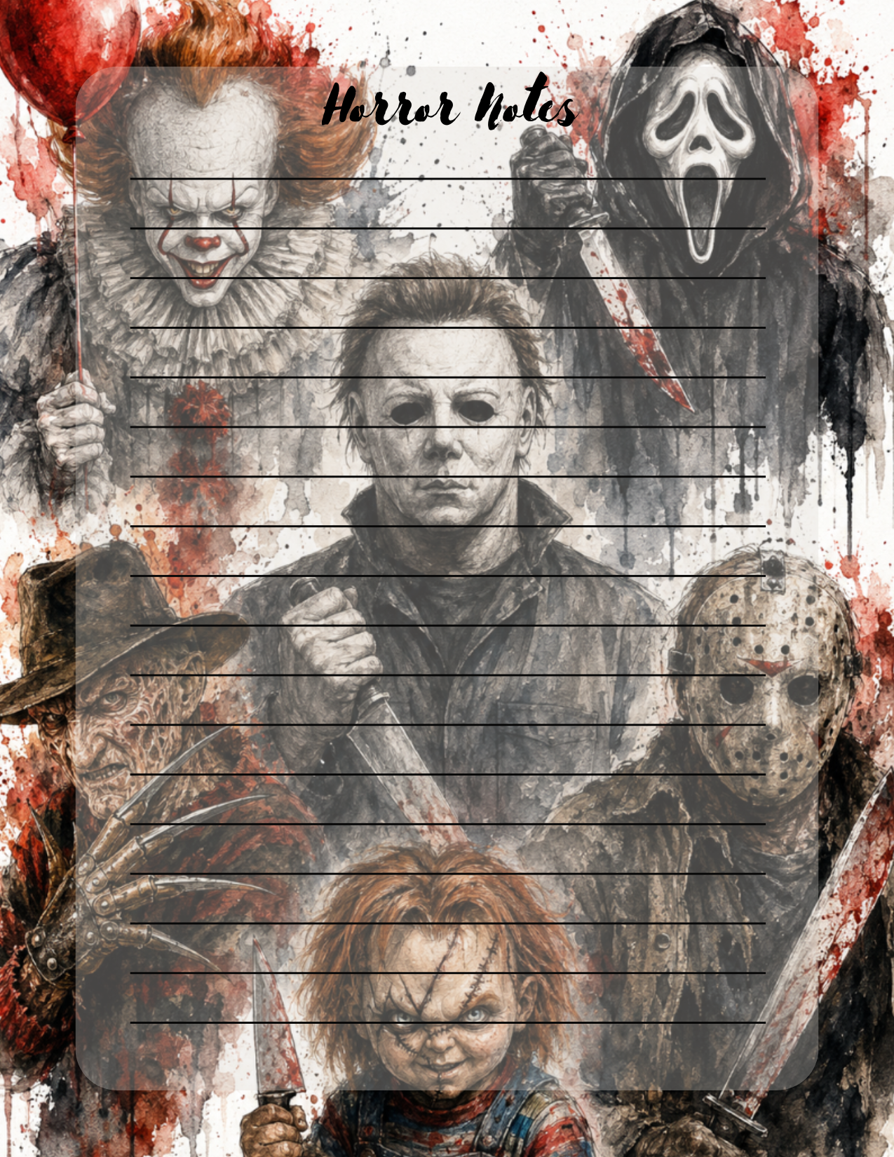 Colorful horror notepad