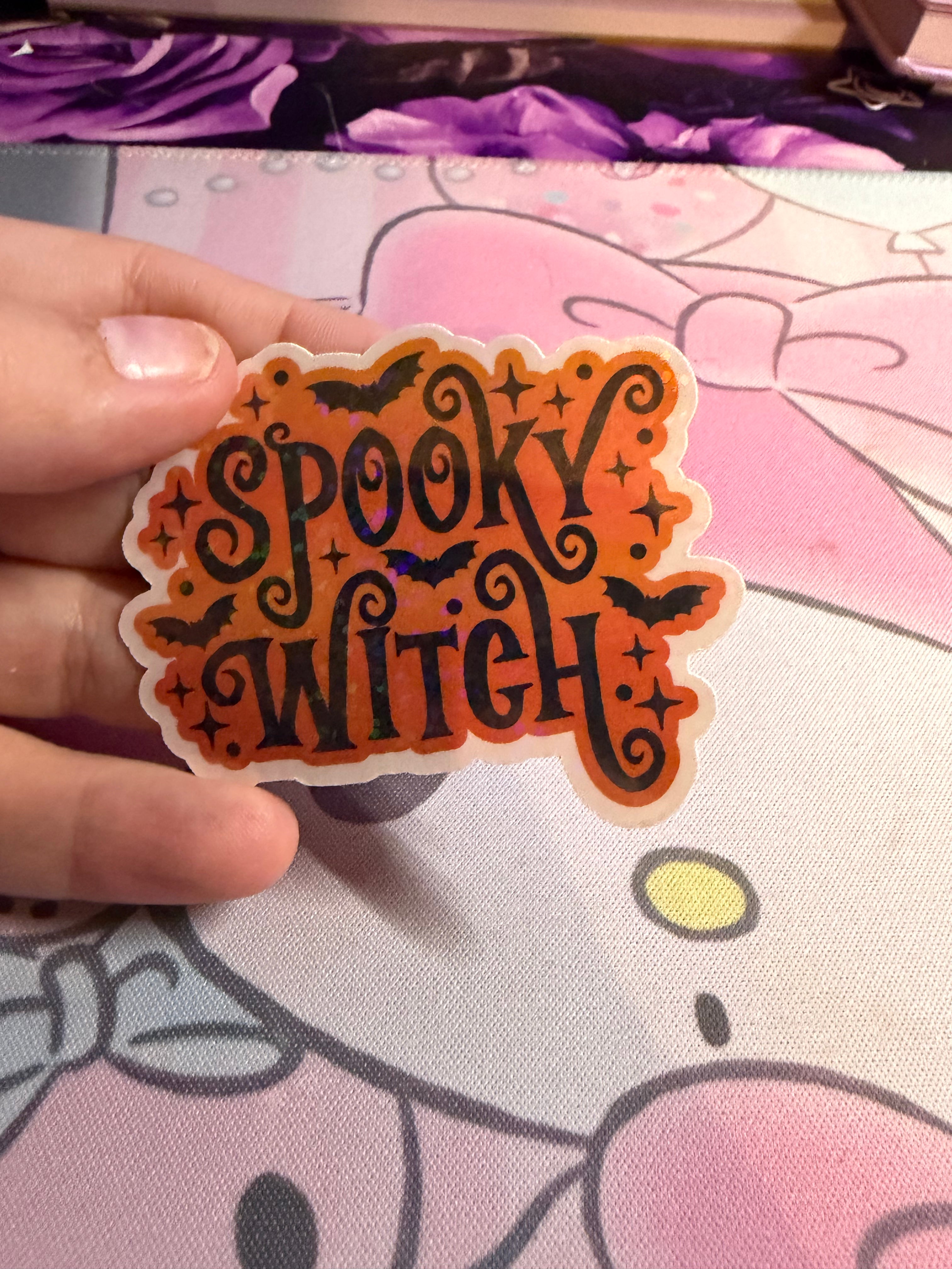 Spooky Witch orange sticker