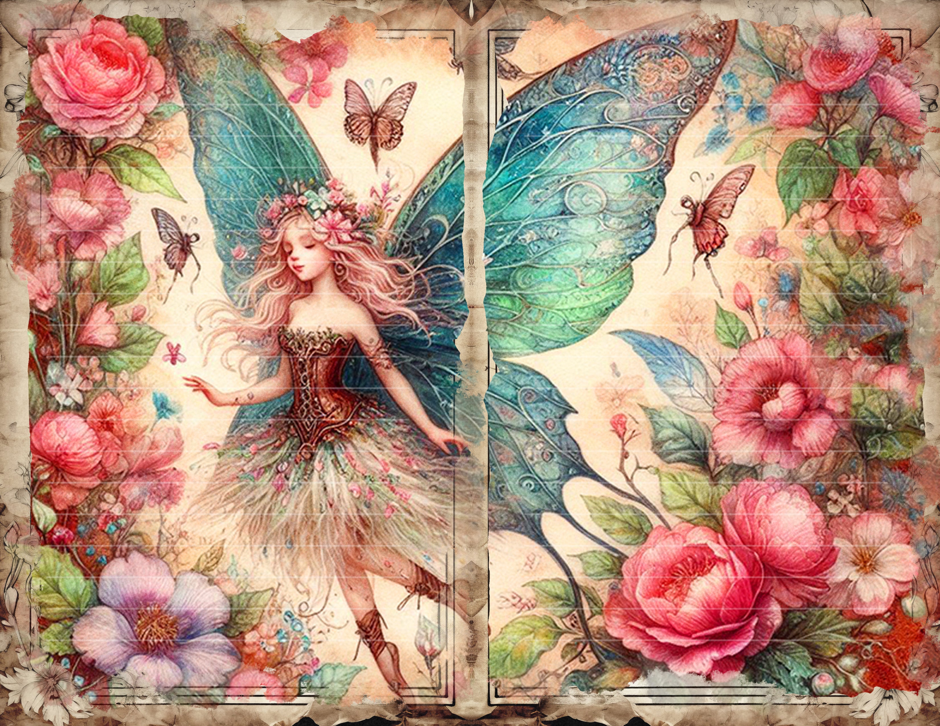 Fairies junk journal papers