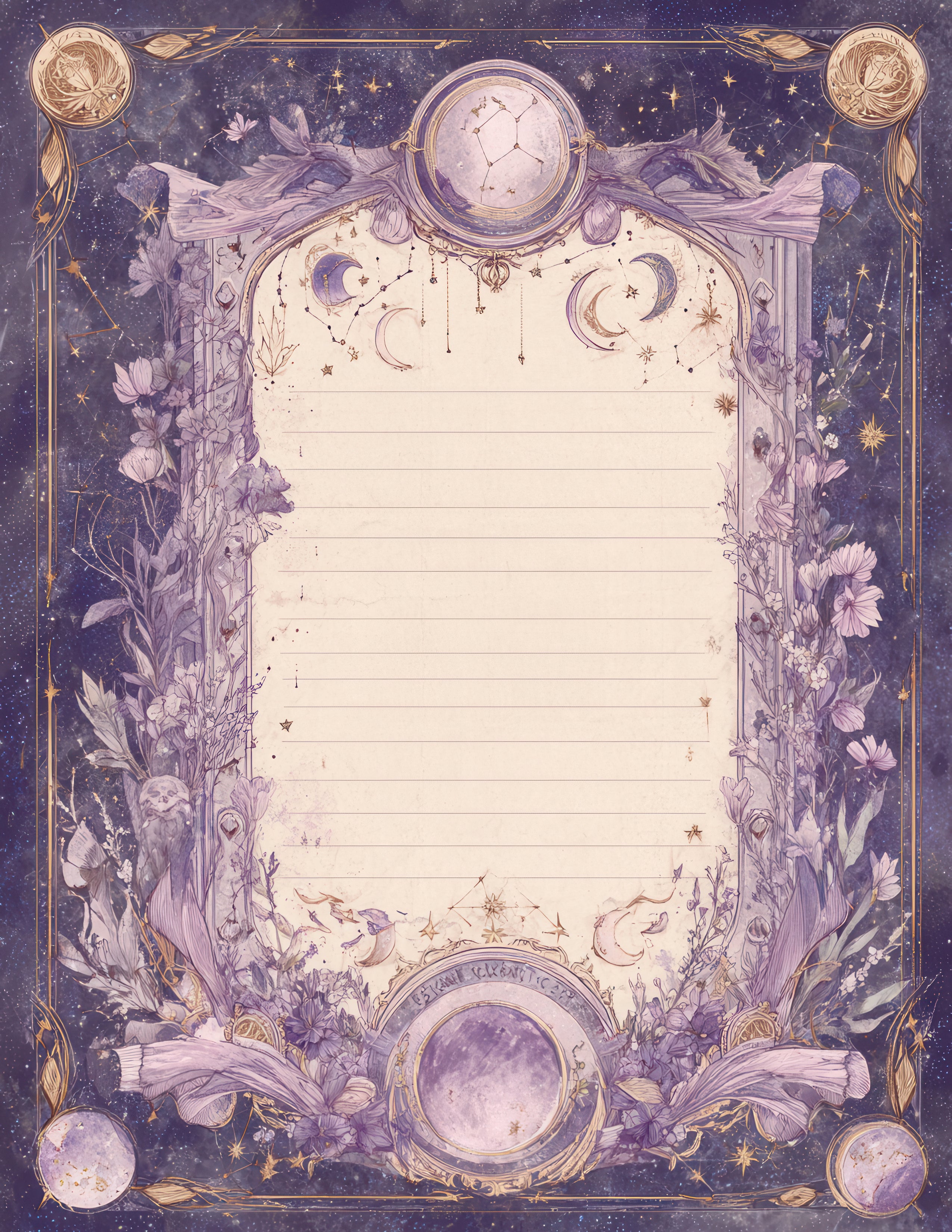 purple celestial junk journal papers