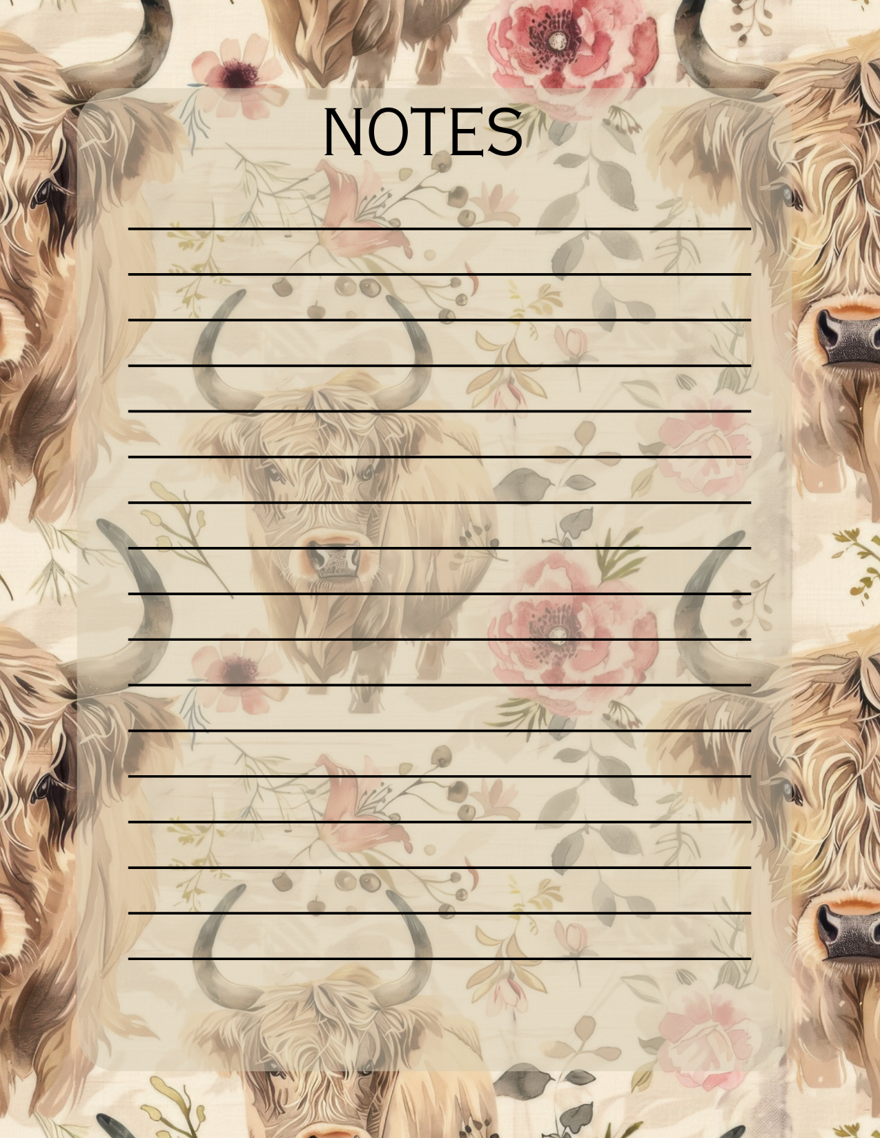 Highland Cow and Foxes