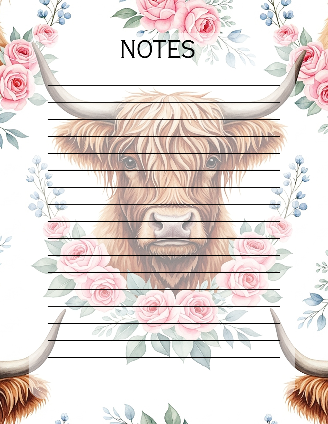 Highland Cow and Foxes