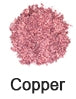 Close-up of pink glitter labeled 'Copper' on a white background