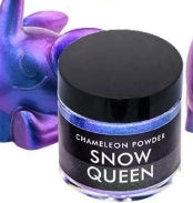 Chameleon powder container labeled 'Snow Queen' with a purple background